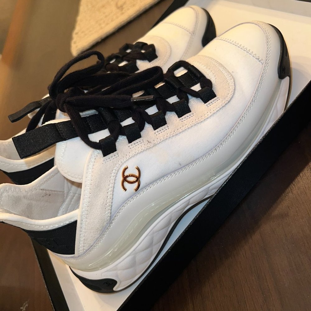 Chanel Size 37 (US 7) Velvet Calfskin Mixed Fibers Sneakers - Picture 10 of 14